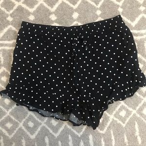 Black and White Polkadot, Ruffle Hem Shorts